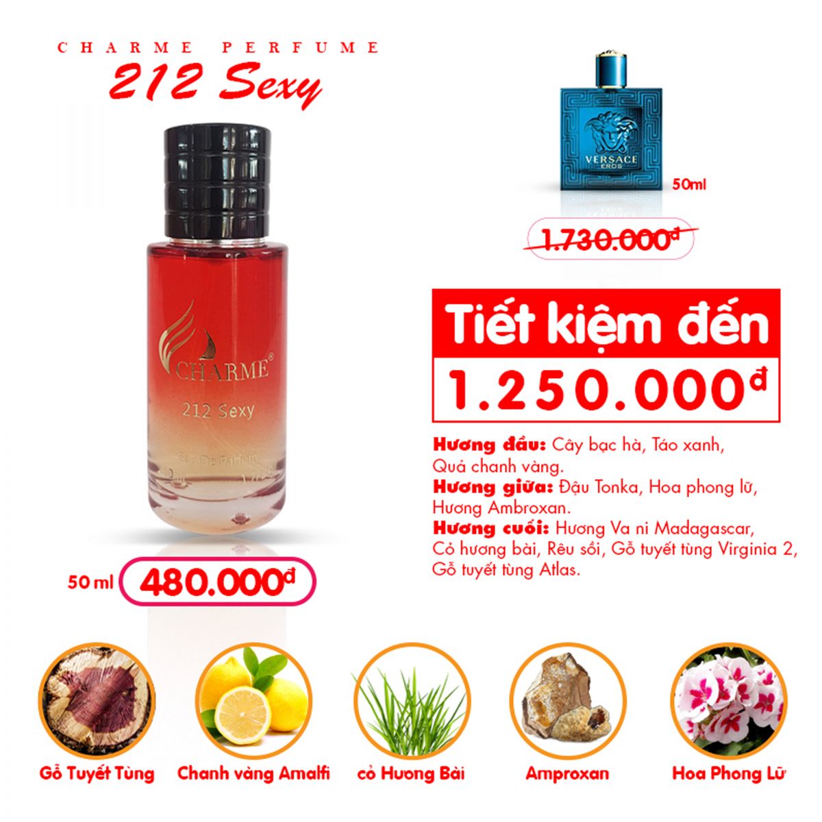 Bộ Sưu Tập Nước Hoa Charme Tông Màu Đỏ 18 Nước Hoa Charme 212 So Sexy